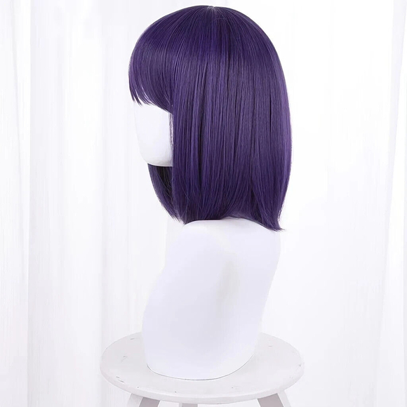 Short Purple Bob Wig with Bangs – Synthetic Hair, Heat-Resistant Cosplay - Picture 6 of 7